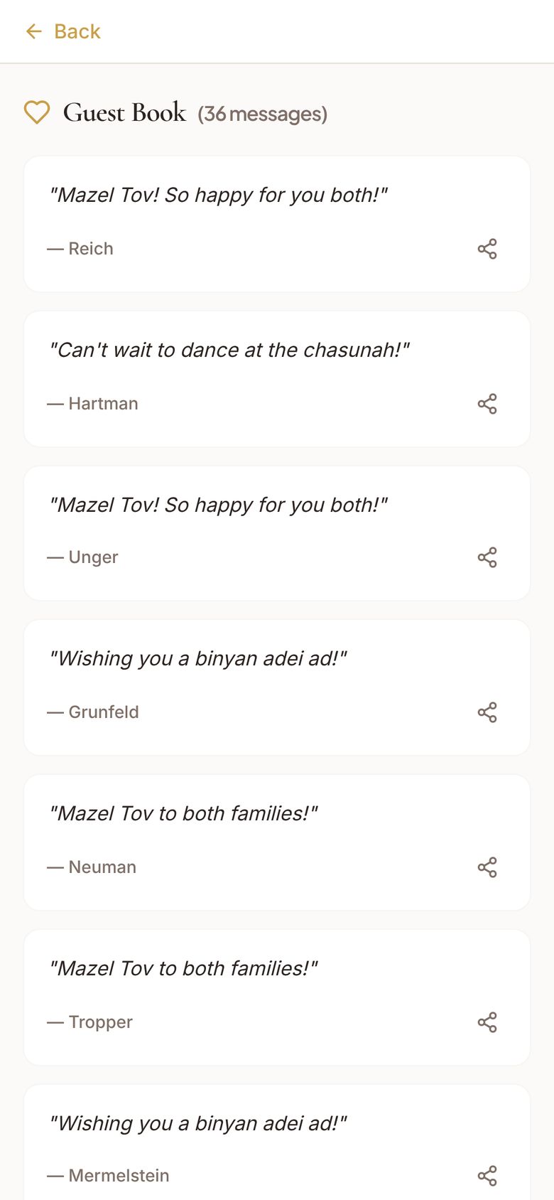 The app: Guest Book with 36 messages