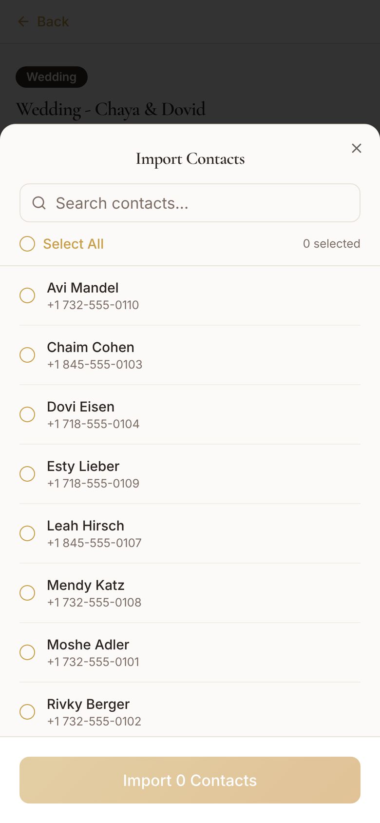 The app: Import Contacts list