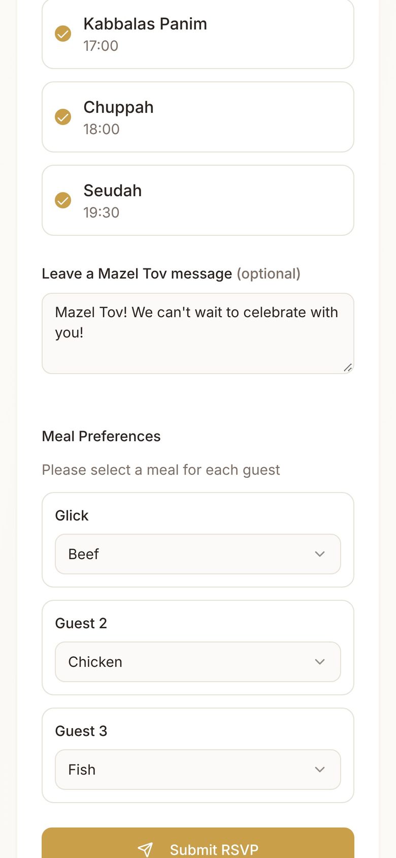 A Mazel Tov message